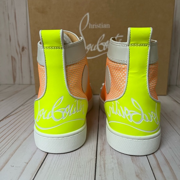 Christian Louboutin Fun Lou Spikes High Top Sneaker White/Yellow Sz 42 / 9 - Picture 11 of 14